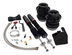Acura ILX Air Suspension Kit - Rear - Air Lift - 30-Level Damping Adjustable Monotube, Threaded Body Shock - Black Chromed with Red Accents - `13-`15